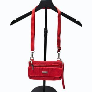 Baggallini Mini Red Crossbody Wristlet Detachable Strap Pockets